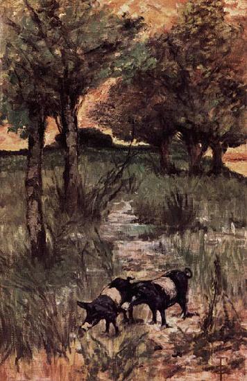 Zwei Schweine auf der Weide, Giovanni Fattori